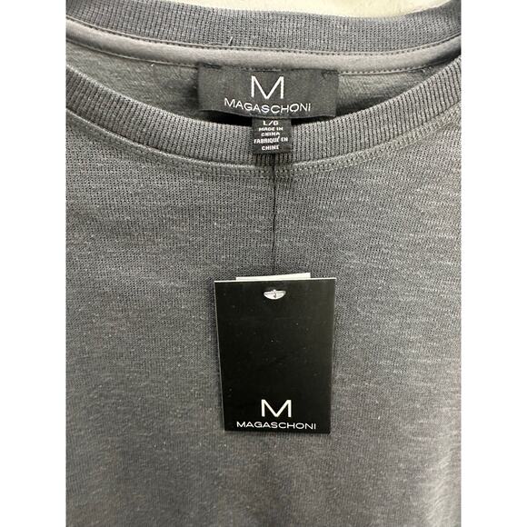 Magaschoni NWT Men's Cotton Blend Charcoal Pullover Scoop Neck Knit Top size L - Picture 3 of 5